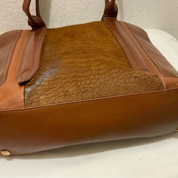 Pour La Victoire Large Tote Bag in Leather and Pony Hair brown side zip - Picture 11 of 12